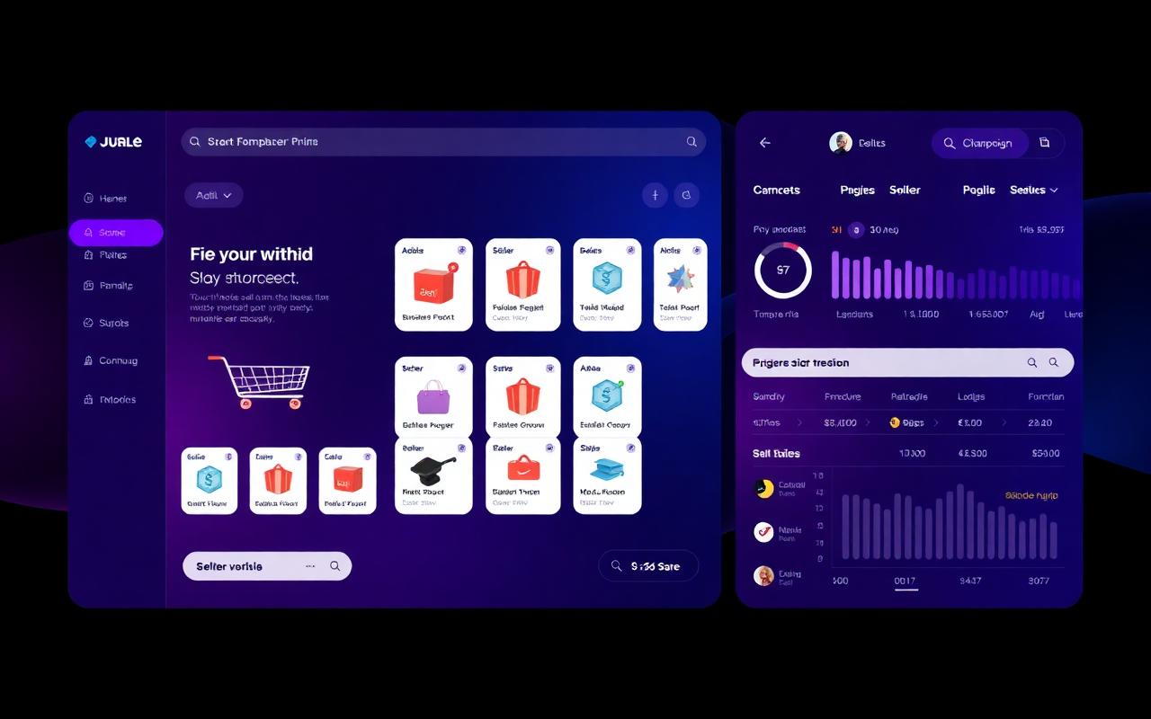 Aperçu de l'interface de JeLa-Dreams — La marketplace internationale nouvelle génération.